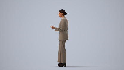 realistic 3D woman business, scanned archviz people for Blender and 3ds Max, three-quarter view render
