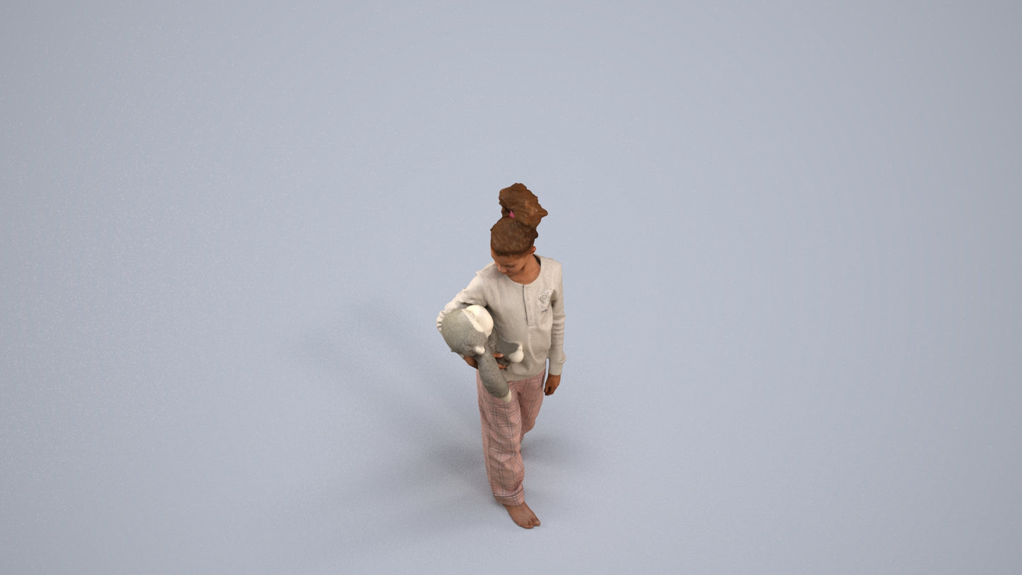 realistic 3D people girl kids, render-ready for V-Ray and Corona, FBX OBJ, back view render