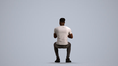 3D human model man casual business, photogrammetry scanned person for archviz, front view render