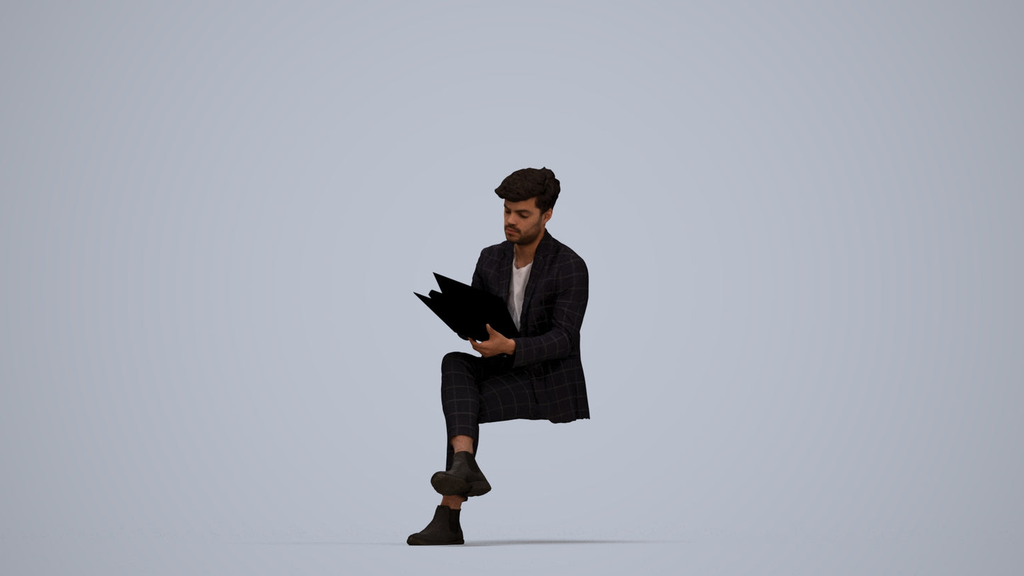 scanned 3D man business, photogrammetry people for Enscape and V-Ray, top-down view render