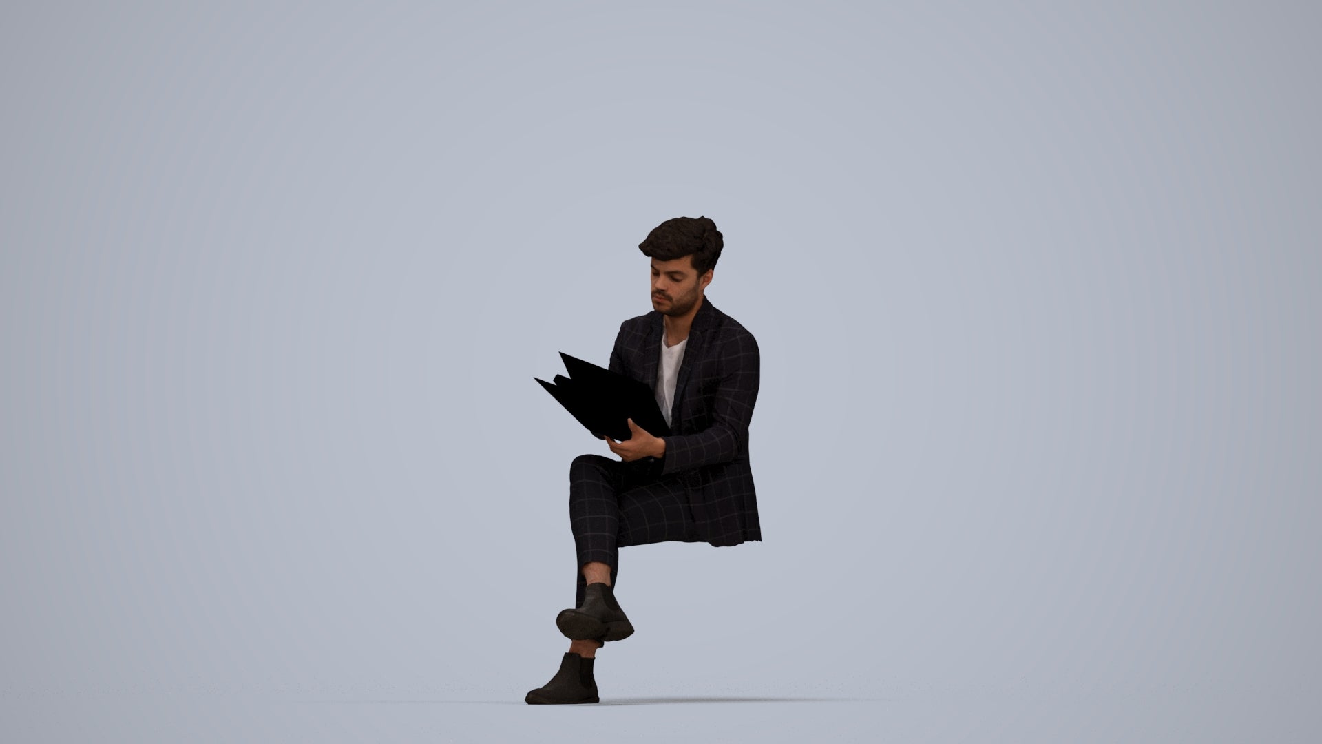 scanned 3D man business, photogrammetry people for Enscape and V-Ray, top-down view render