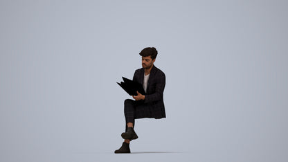 scanned 3D man business, photogrammetry people for Enscape and V-Ray, top-down view render