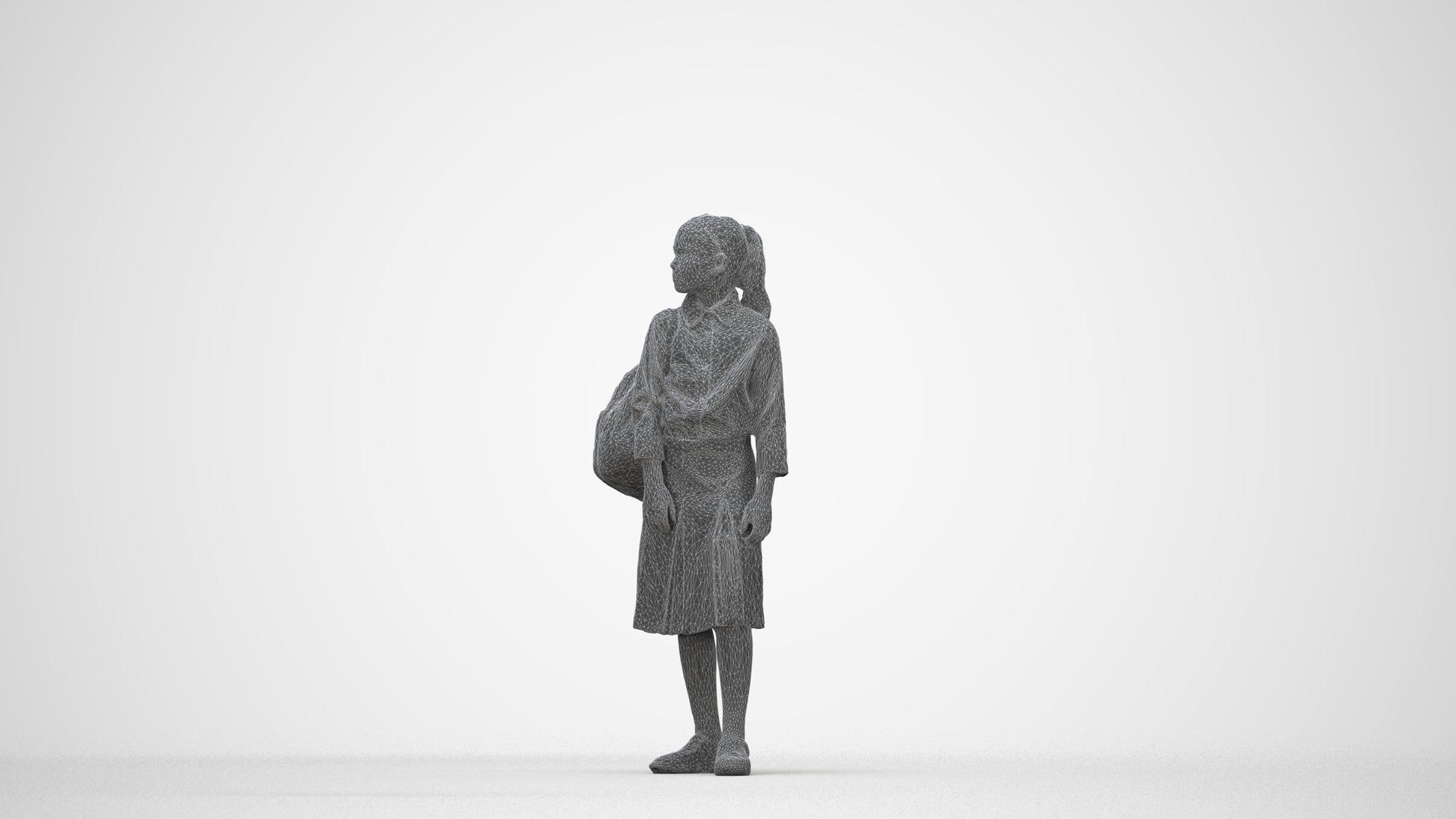 3D scanned woman kids, photorealistic archviz people for Enscape and SketchUp, wireframe back view