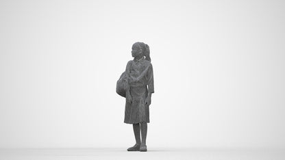 3D scanned woman kids, photorealistic archviz people for Enscape and SketchUp, wireframe back view