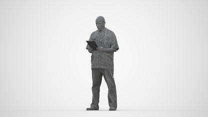 3D people model man medical, scanned human for 3ds Max rendering, wireframe back view