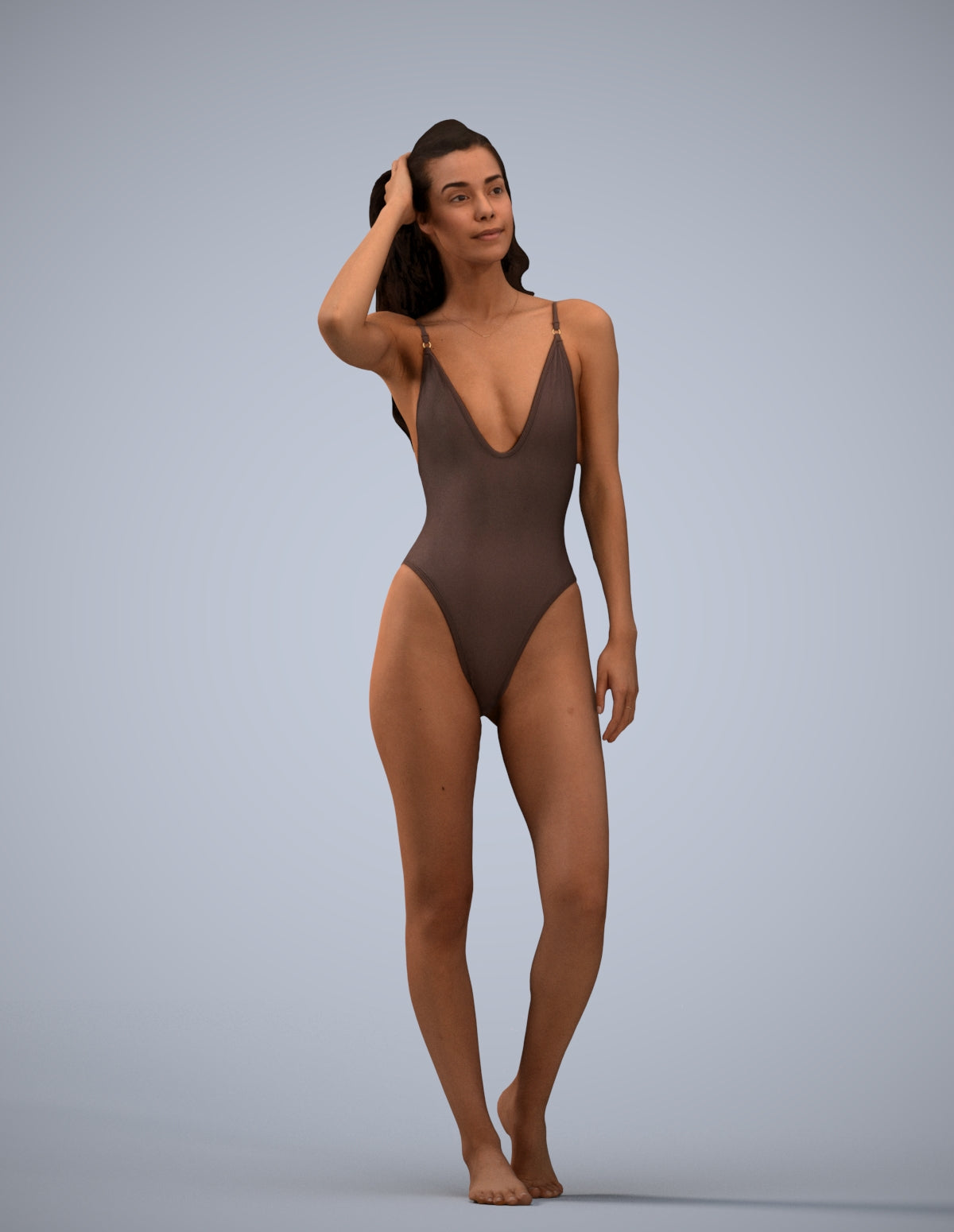 3D scanned woman pool, photorealistic archviz people for Enscape and SketchUp