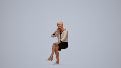 3D scanned senior woman formal casual, photorealistic archviz people for Enscape and SketchUp, top-down view render