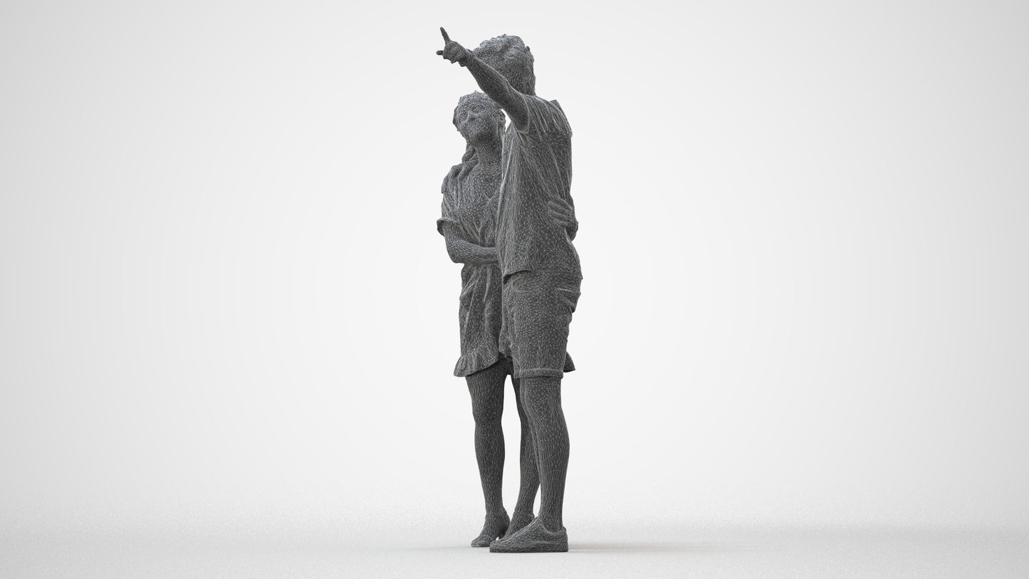 scanned 3D woman casual couple, photogrammetry people for Enscape and V-Ray, square thumbnail