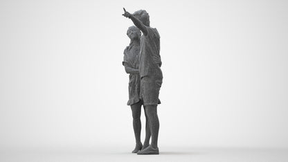 scanned 3D woman casual couple, photogrammetry people for Enscape and V-Ray, square thumbnail