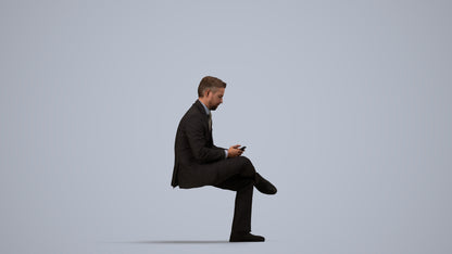 realistic 3D people man business, render-ready for V-Ray and Corona, FBX OBJ, side view render