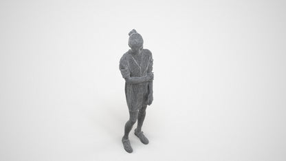 realistic 3D human woman business standing, archviz people FBX OBJ for Blender, wireframe three-quarter view
