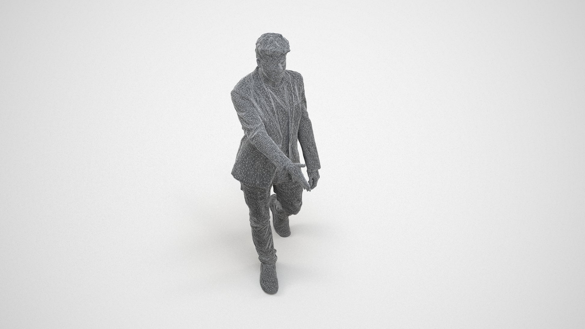 realistic 3D man casual business, scanned archviz people for Blender and 3ds Max, wireframe three-quarter view