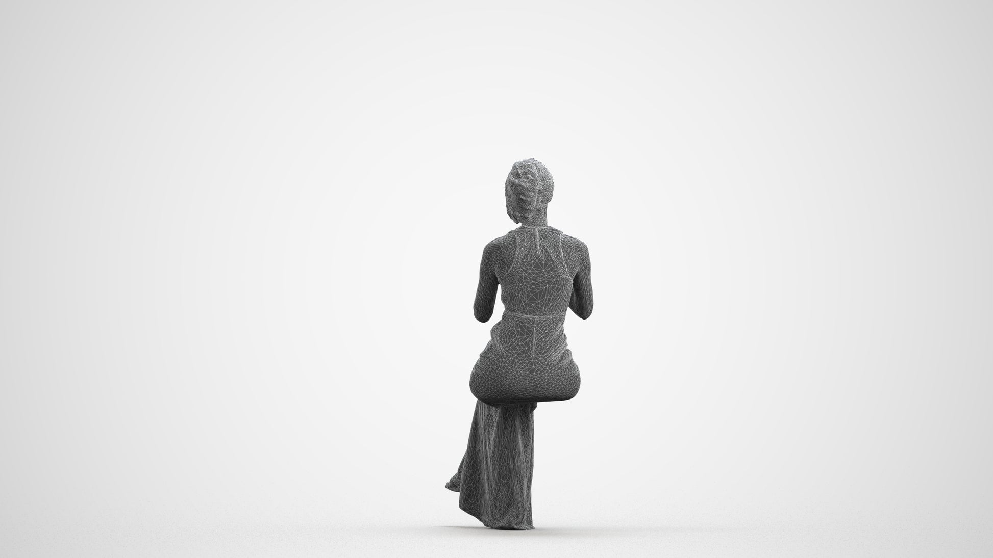 3D people model woman formal formalaffairs, scanned human for 3ds Max rendering, wireframe front view