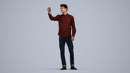 scanned 3D man casual standing, photogrammetry people for Enscape and V-Ray, standing pose render