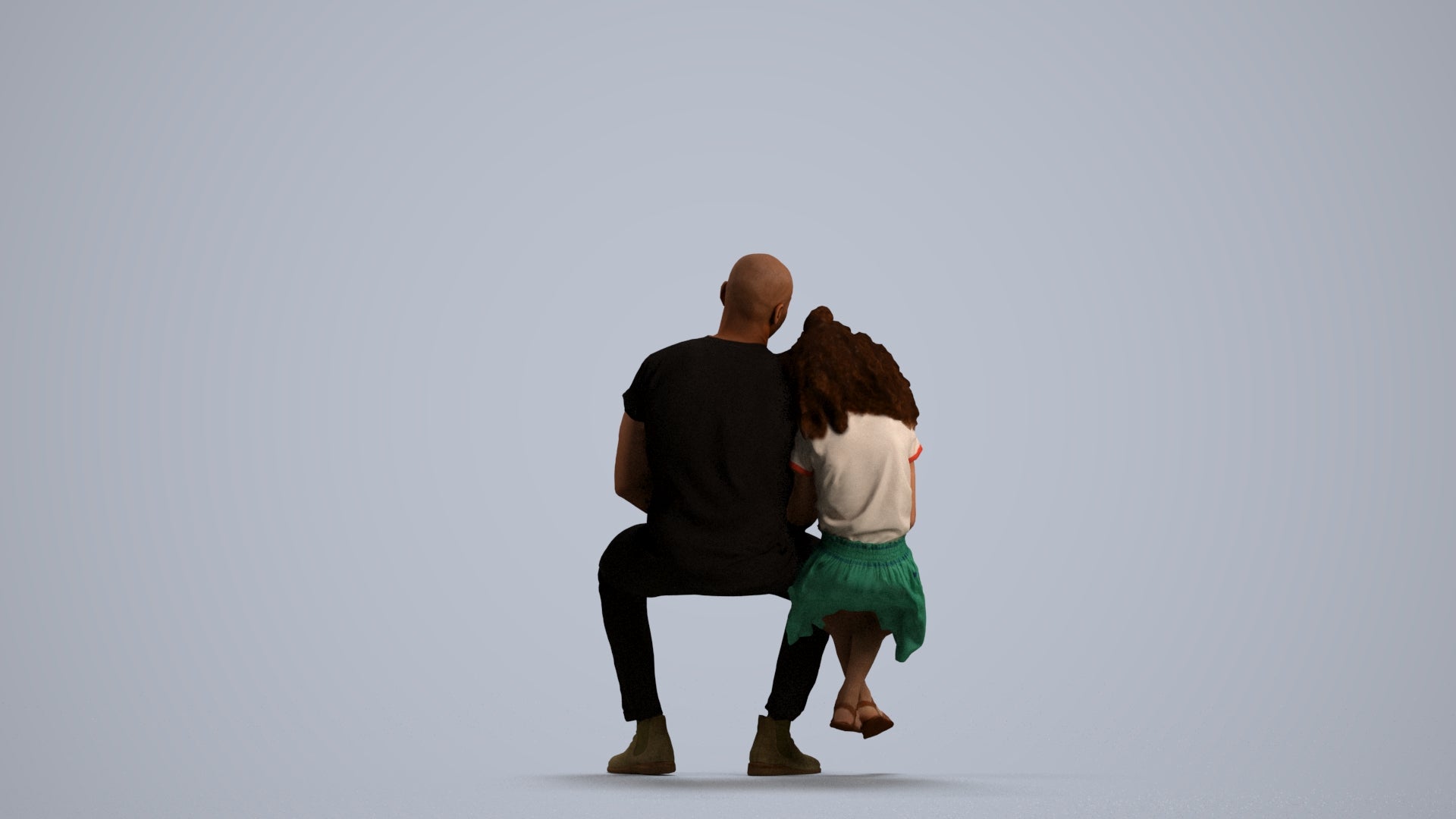 3D scanned girl kids casual, photorealistic archviz people for Enscape and SketchUp, front view render