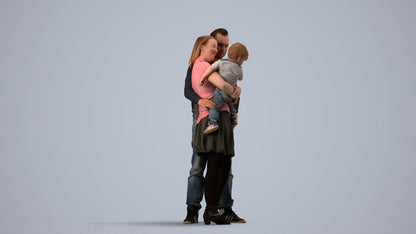 realistic 3D people girl casual standing, render-ready for V-Ray and Corona, FBX OBJ, side view render