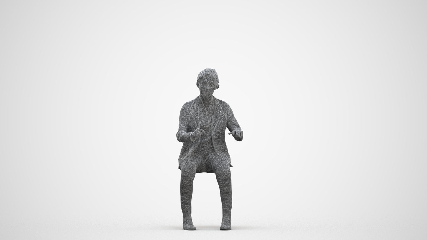 realistic 3D woman business, scanned archviz people for Blender and 3ds Max, three-quarter front view render