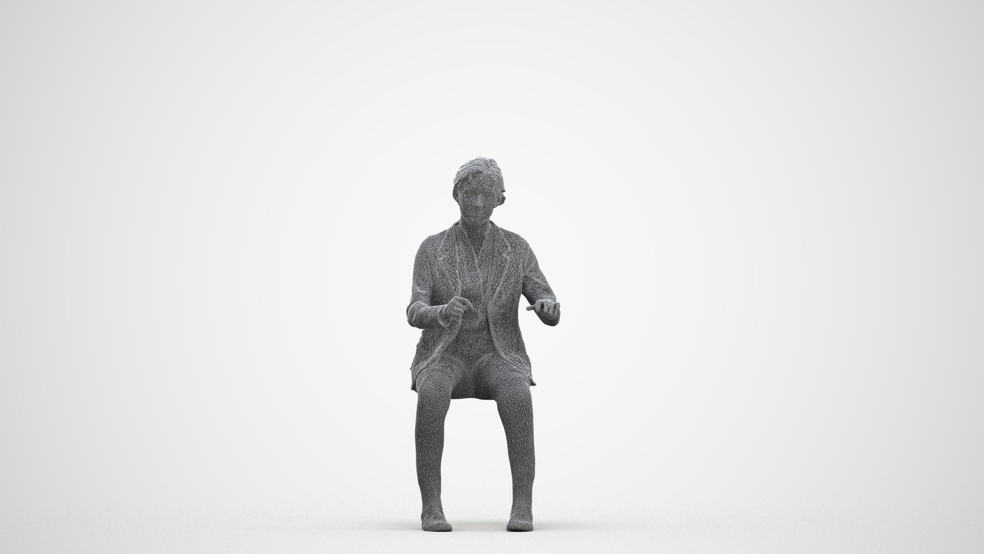 realistic 3D woman business, scanned archviz people for Blender and 3ds Max, three-quarter front view render