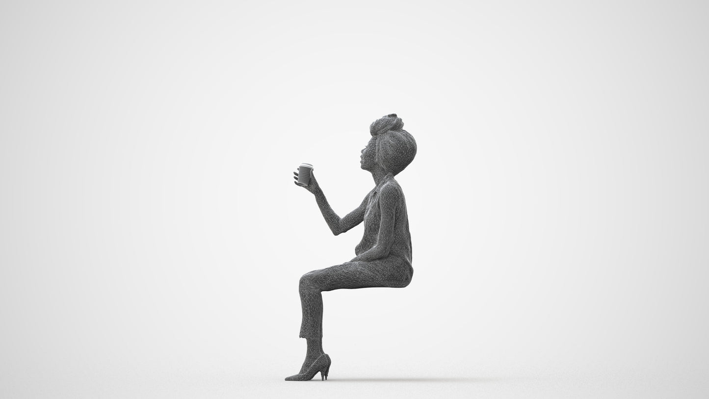 realistic 3D people woman casual sitting, render-ready for V-Ray and Corona, FBX OBJ, square thumbnail