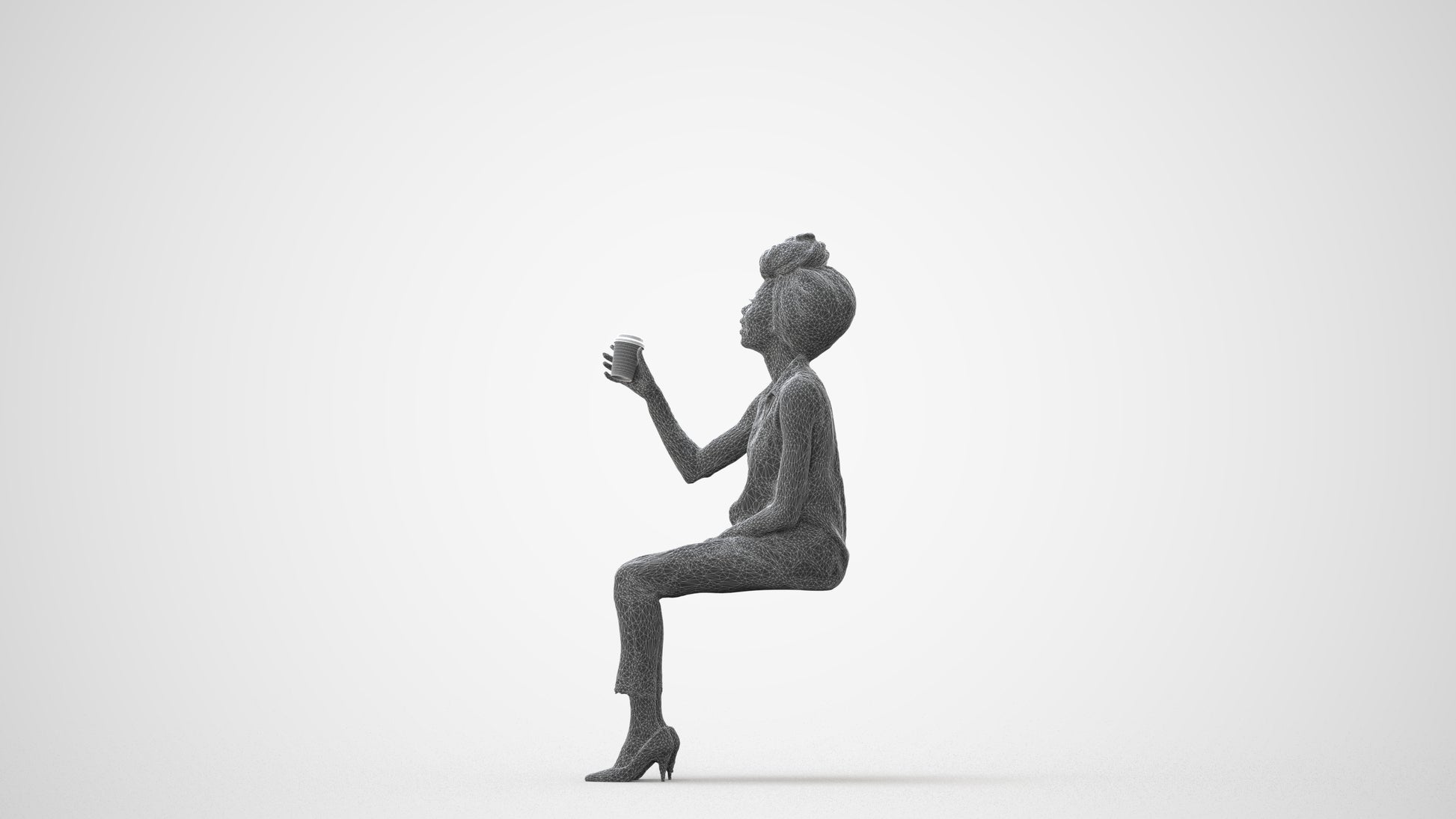 realistic 3D people woman casual sitting, render-ready for V-Ray and Corona, FBX OBJ, square thumbnail