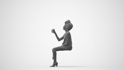 realistic 3D people woman casual sitting, render-ready for V-Ray and Corona, FBX OBJ, square thumbnail