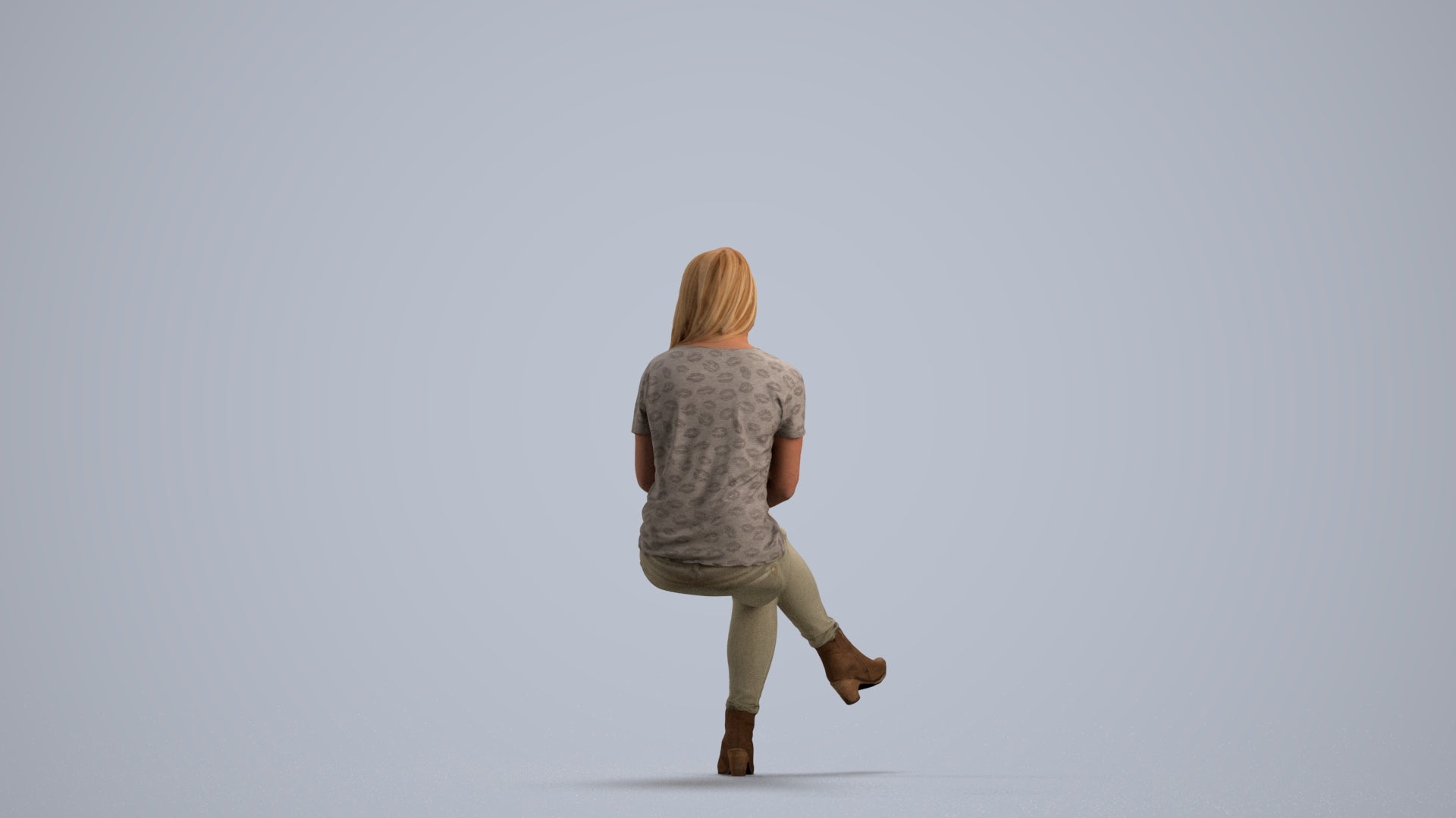 realistic 3D people woman casual sitting, render-ready for V-Ray and Corona, FBX OBJ, front view render