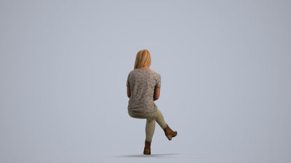 realistic 3D people woman casual sitting, render-ready for V-Ray and Corona, FBX OBJ, front view render