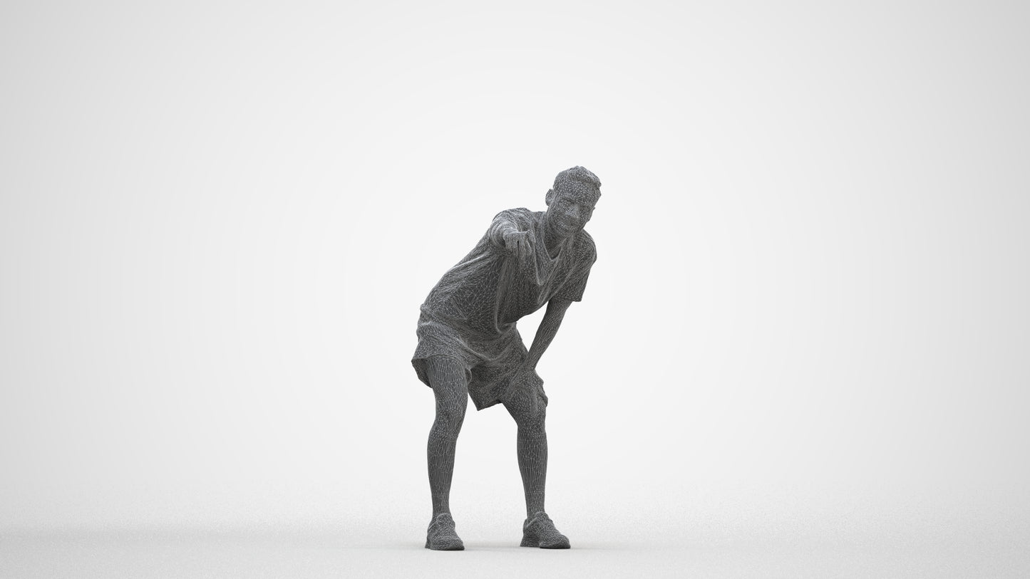 realistic 3D human man sport, archviz people FBX OBJ for Blender, three-quarter front view render