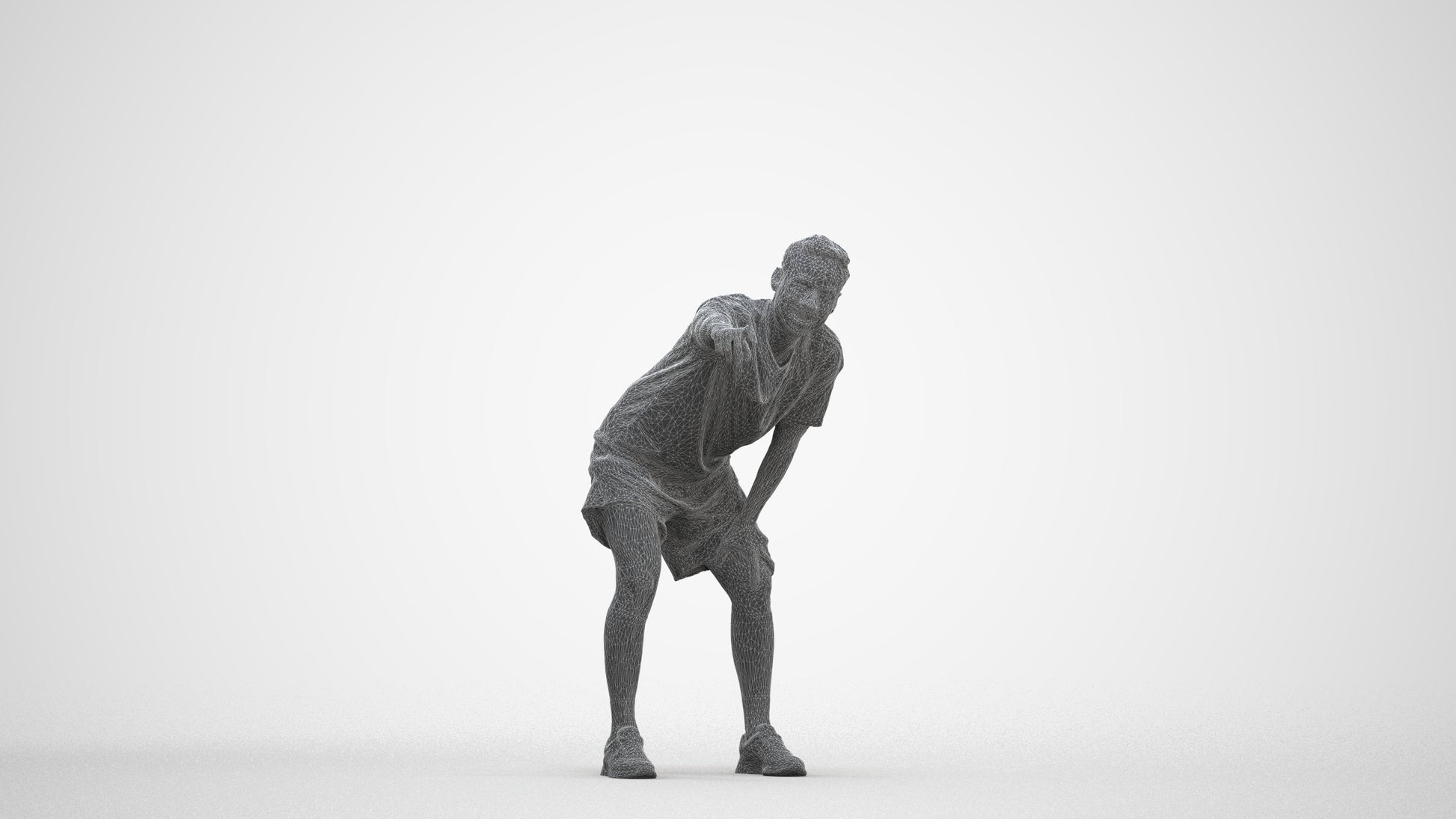 realistic 3D human man sport, archviz people FBX OBJ for Blender, three-quarter front view render