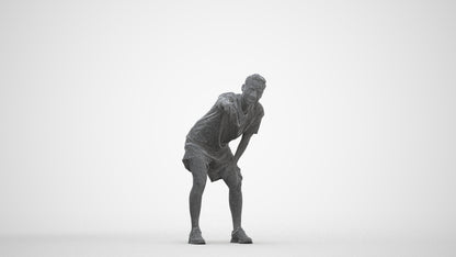 realistic 3D human man sport, archviz people FBX OBJ for Blender, three-quarter front view render