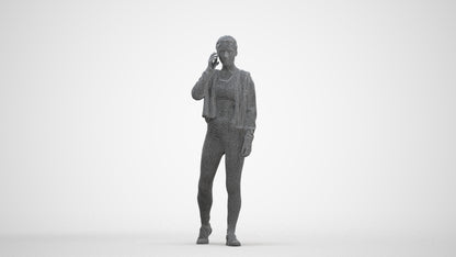 realistic 3D human woman sport, archviz people FBX OBJ for Blender, three-quarter front view render