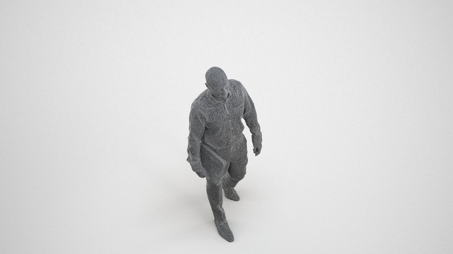 3D scanned man business, photorealistic archviz people for Enscape and SketchUp, wireframe three-quarter view