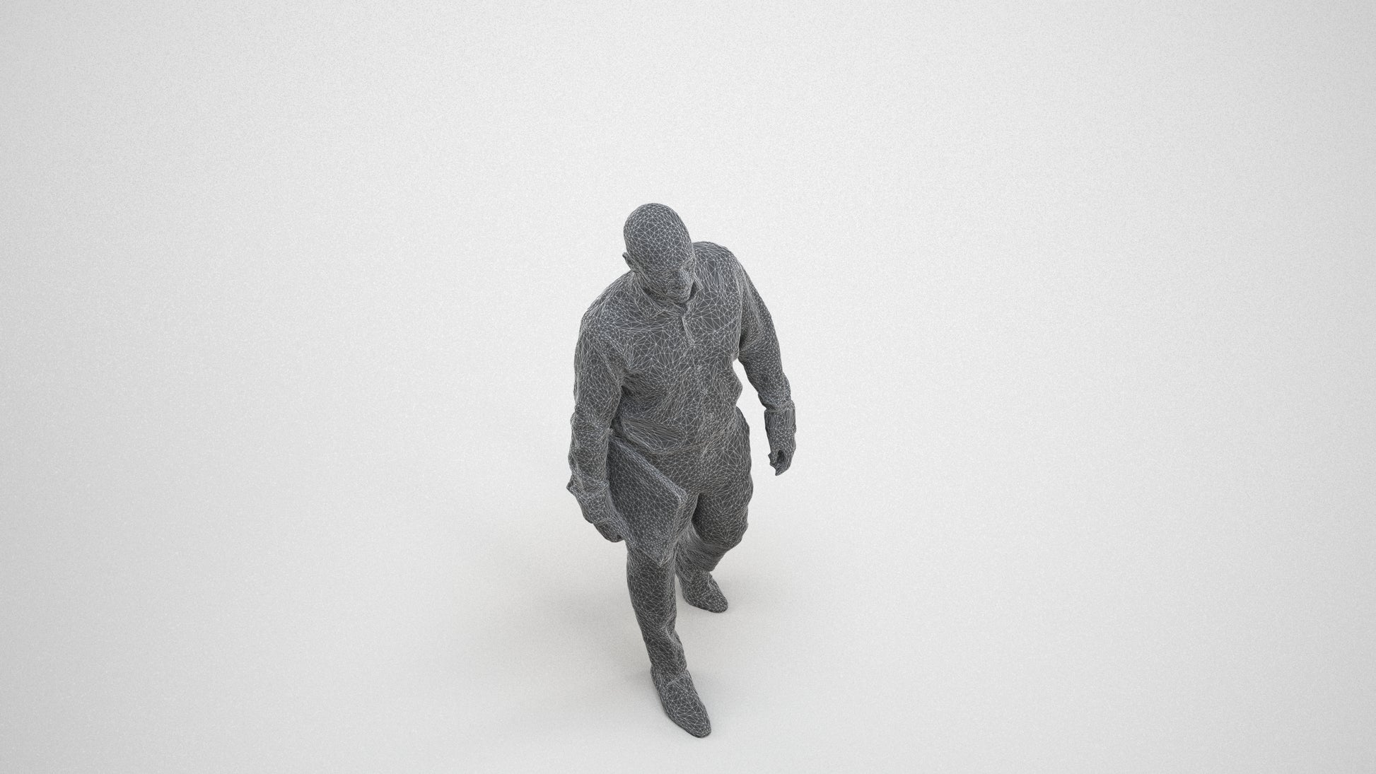 3D scanned man business, photorealistic archviz people for Enscape and SketchUp, wireframe three-quarter view