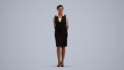 realistic 3D people woman hospitality, render-ready for V-Ray and Corona, FBX OBJ, standing pose render