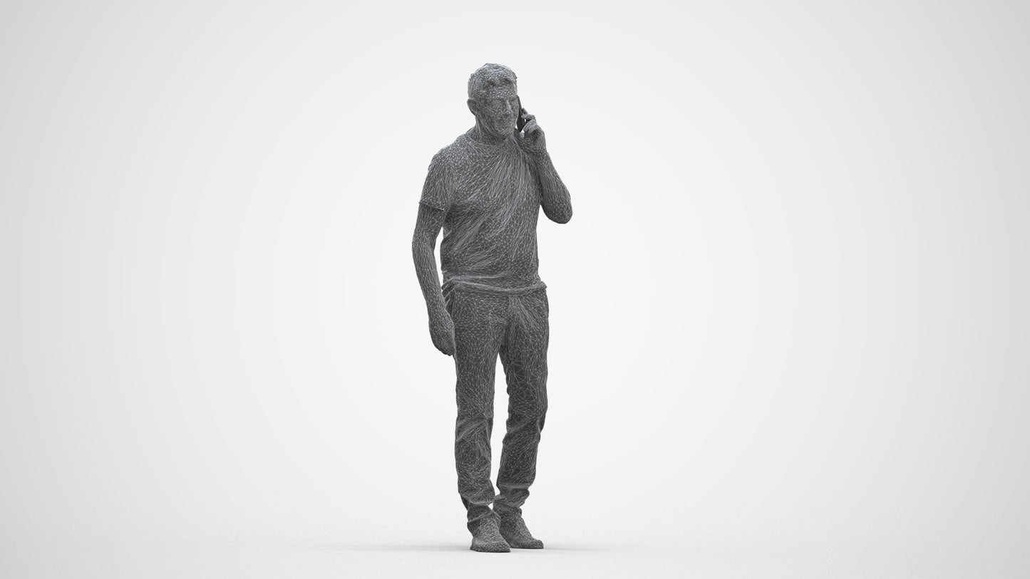 realistic 3D human senior man casual walking, archviz people FBX OBJ for Blender, three-quarter front view render