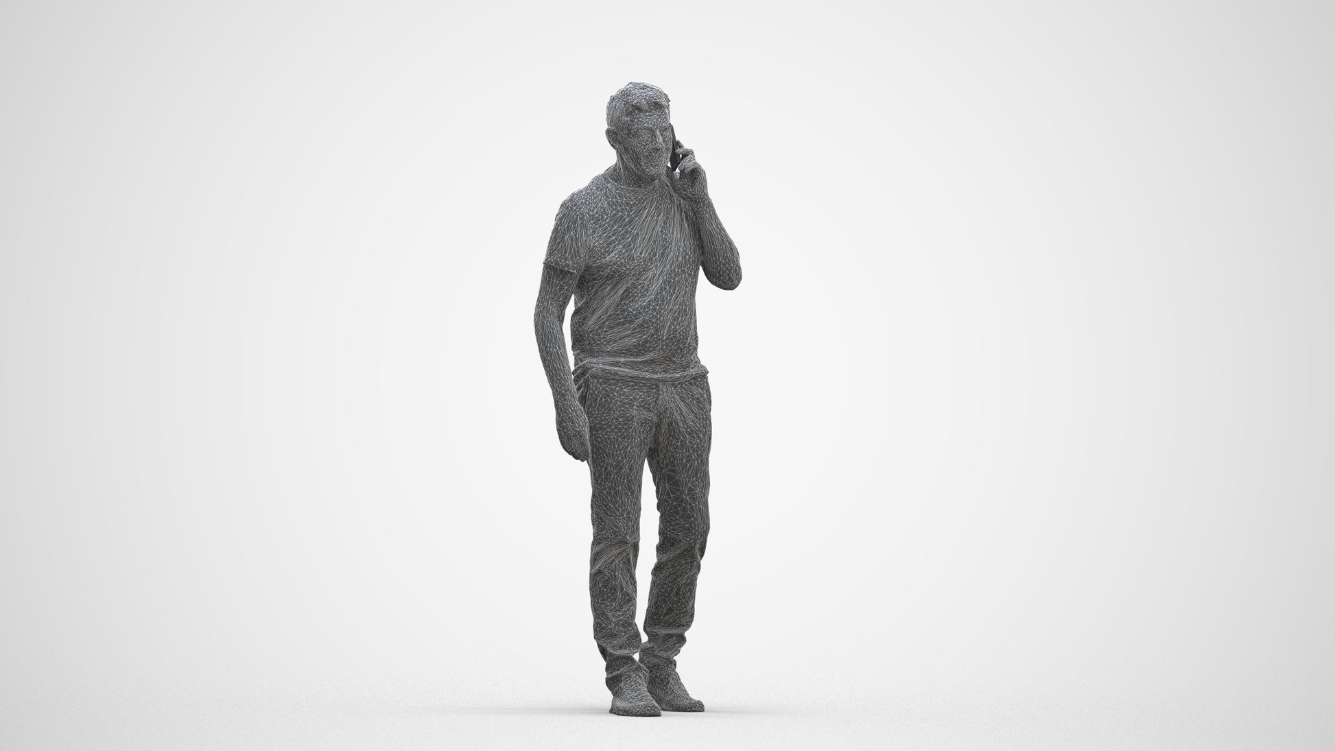 realistic 3D human senior man casual walking, archviz people FBX OBJ for Blender, three-quarter front view render