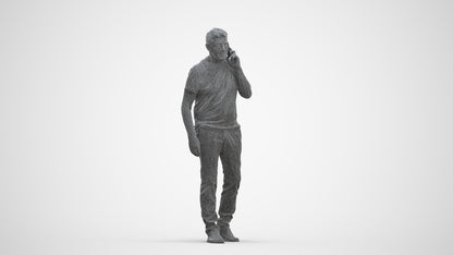 realistic 3D human senior man casual walking, archviz people FBX OBJ for Blender, three-quarter front view render