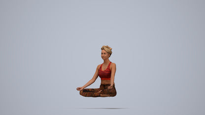 3D human model woman sport, photogrammetry scanned person for archviz, top-down view render