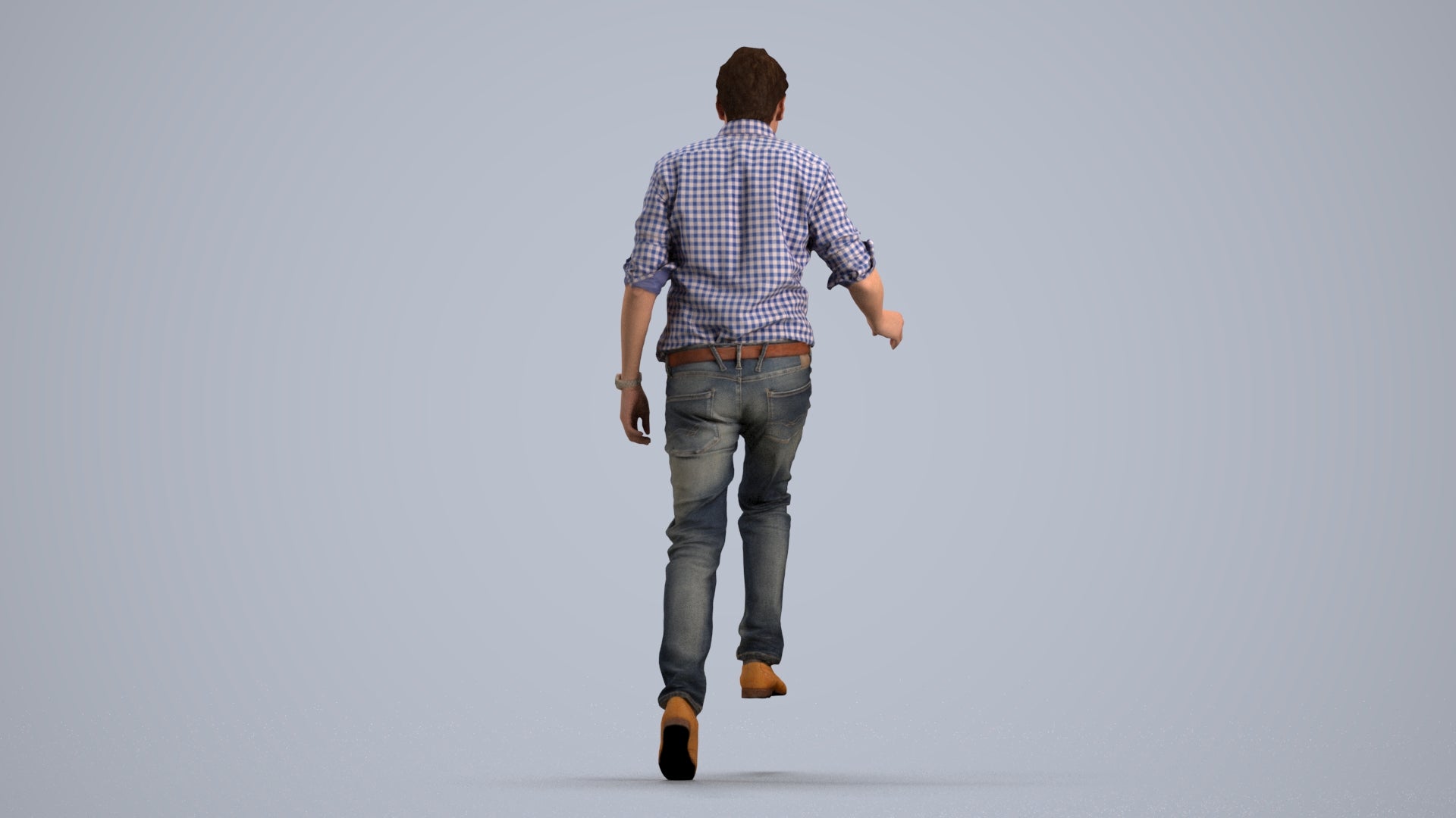 realistic 3D human man casual standing, archviz people FBX OBJ for Blender, front view render