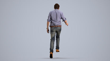 realistic 3D human man casual standing, archviz people FBX OBJ for Blender, front view render