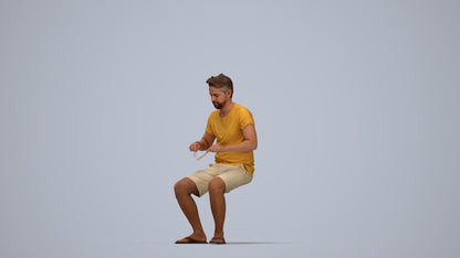 realistic 3D people man casual sitting, render-ready for V-Ray and Corona, FBX OBJ, top-down view render