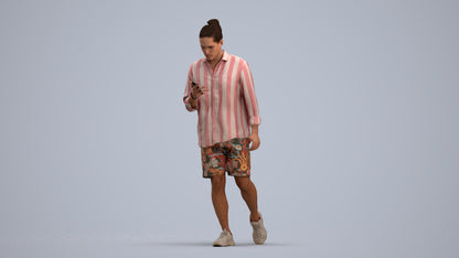 realistic 3D people man casual walking, render-ready for V-Ray and Corona, FBX OBJ, standing pose render