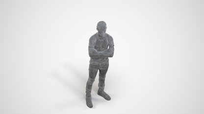 3D human model boy casual kids, photogrammetry scanned person for archviz, wireframe three-quarter view