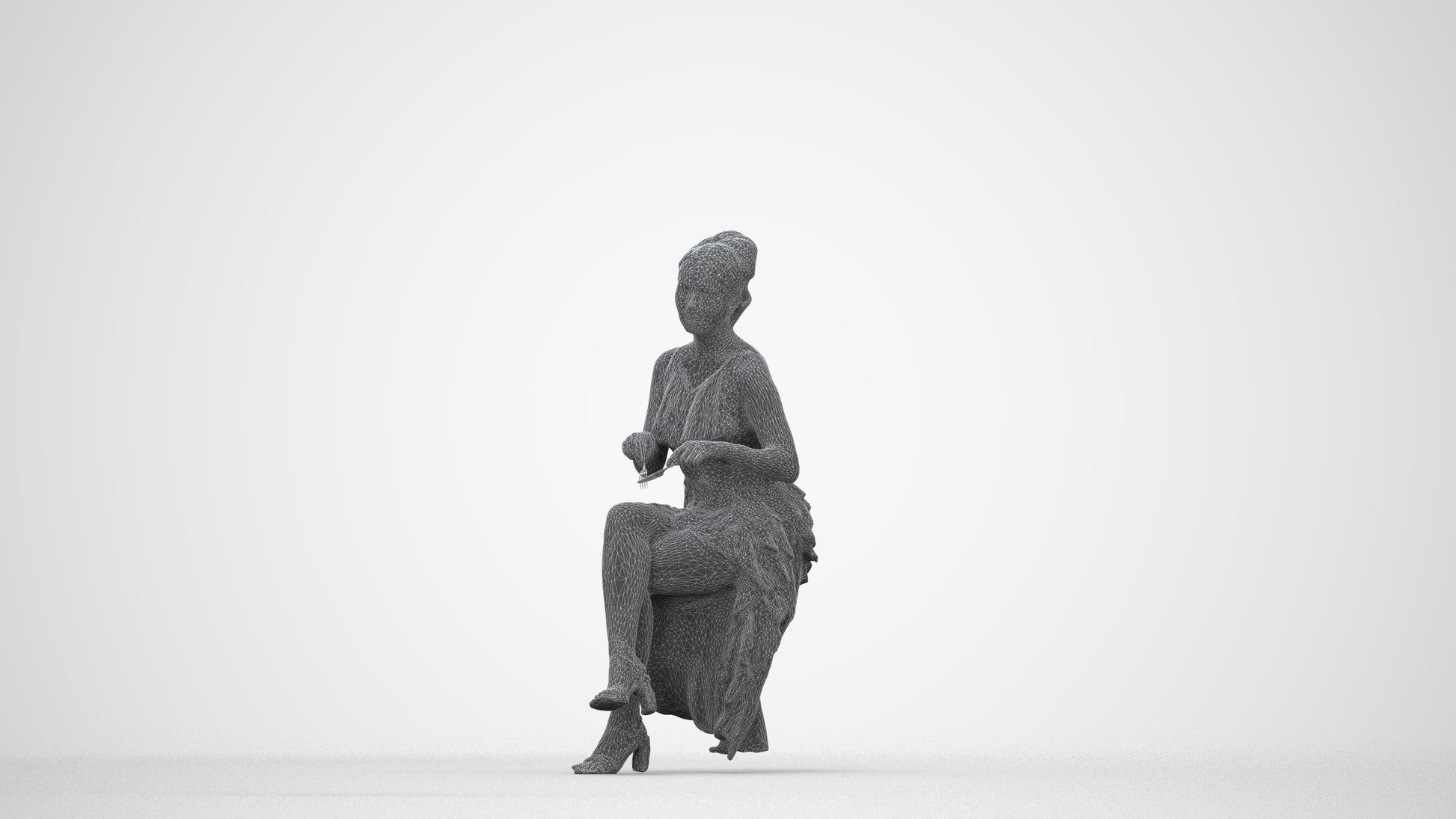 photogrammetry 3D woman formal formalaffairs, realistic human model archviz FBX, wireframe back view