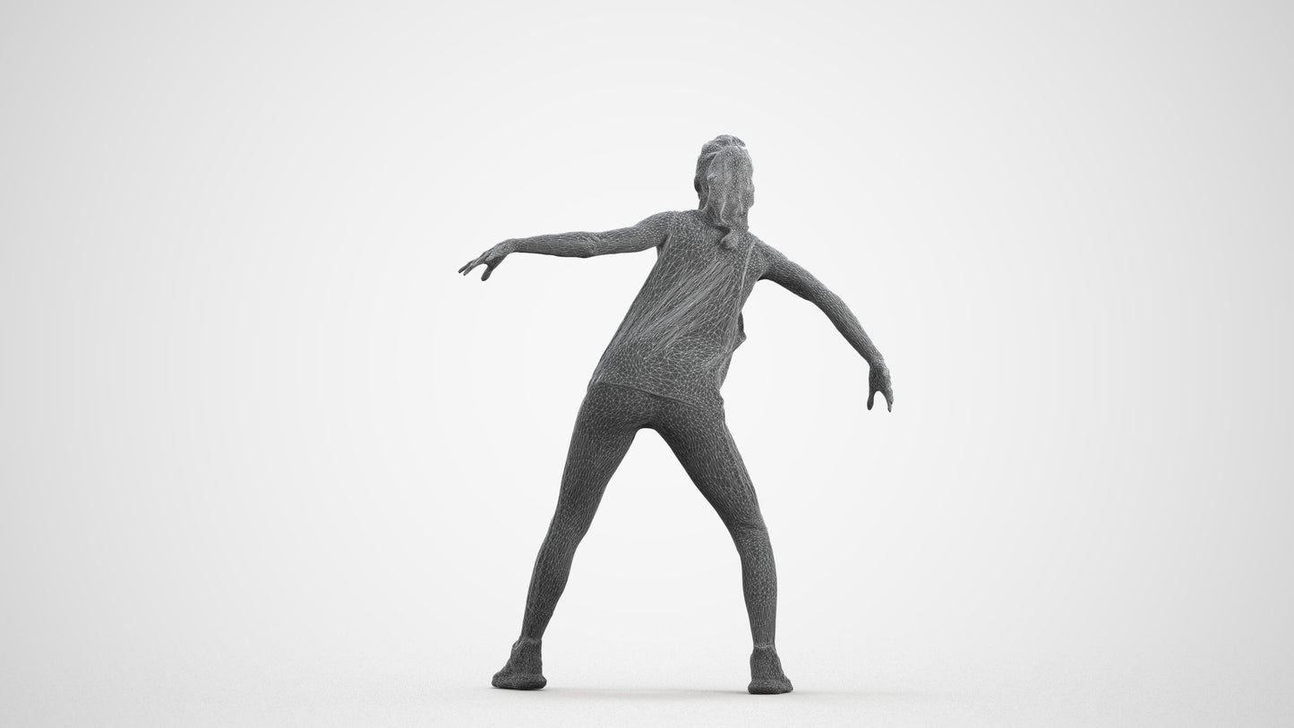 realistic 3D people woman sport, render-ready for V-Ray and Corona, FBX OBJ, wireframe front view