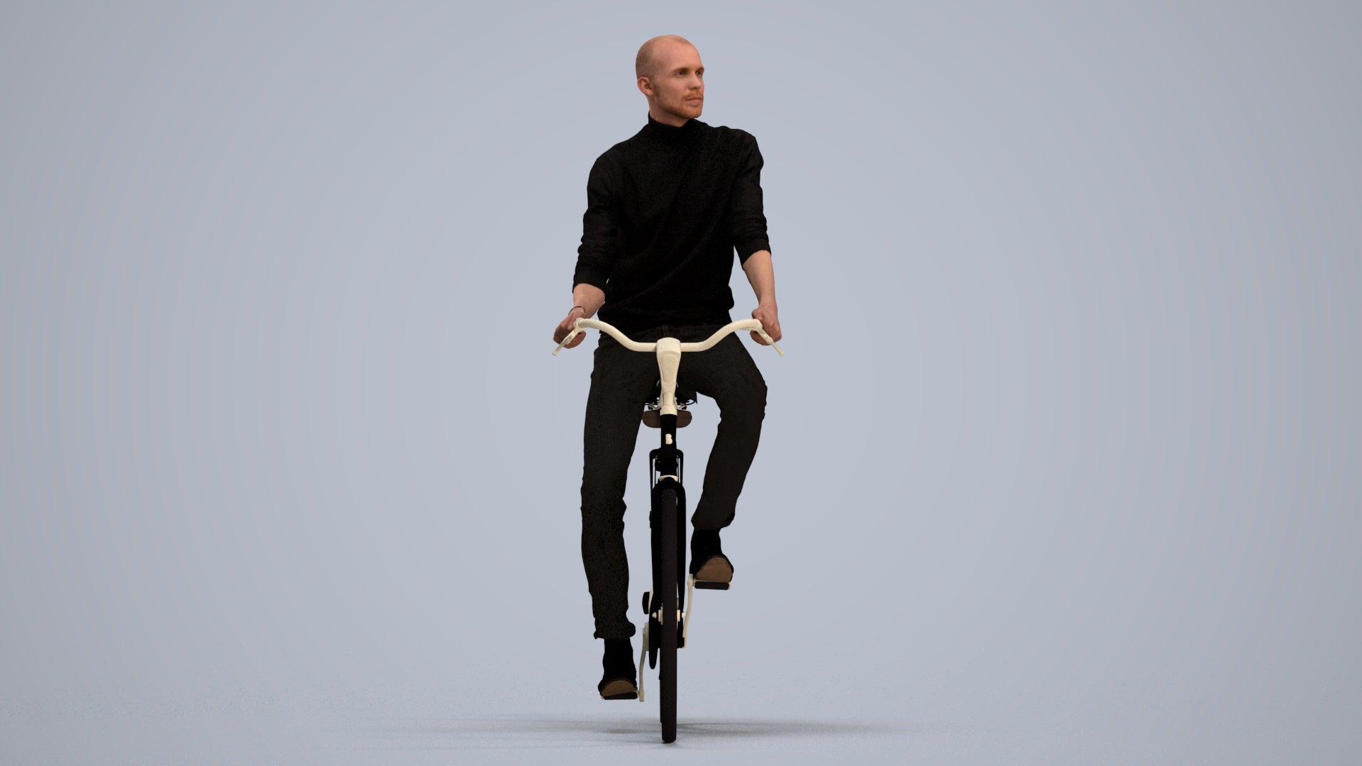 realistic 3D human man casual cycling, archviz people FBX OBJ for Blender, standing pose render