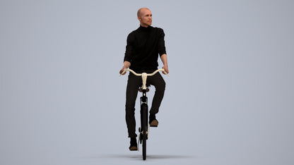 realistic 3D human man casual cycling, archviz people FBX OBJ for Blender, standing pose render