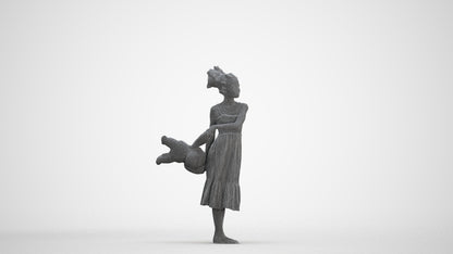 scanned 3D girl casual kids, photogrammetry people for Enscape and V-Ray, three-quarter front view render