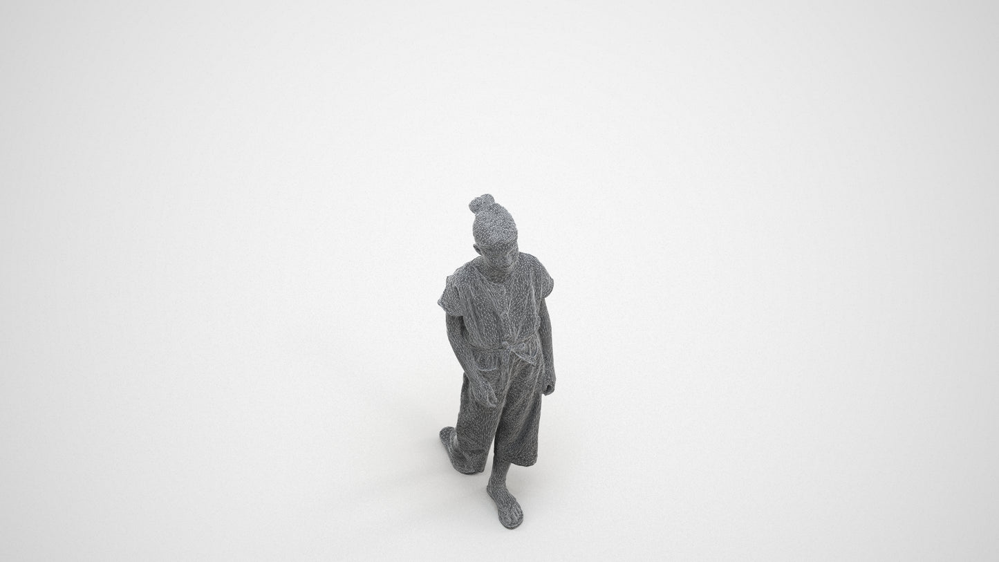 3D people model girl kids, scanned human for 3ds Max rendering, wireframe three-quarter view