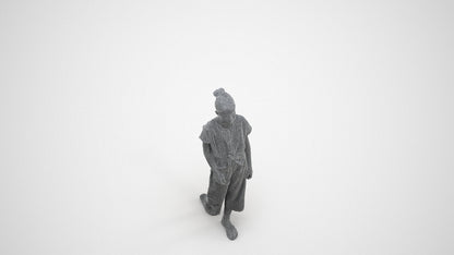 3D people model girl kids, scanned human for 3ds Max rendering, wireframe three-quarter view